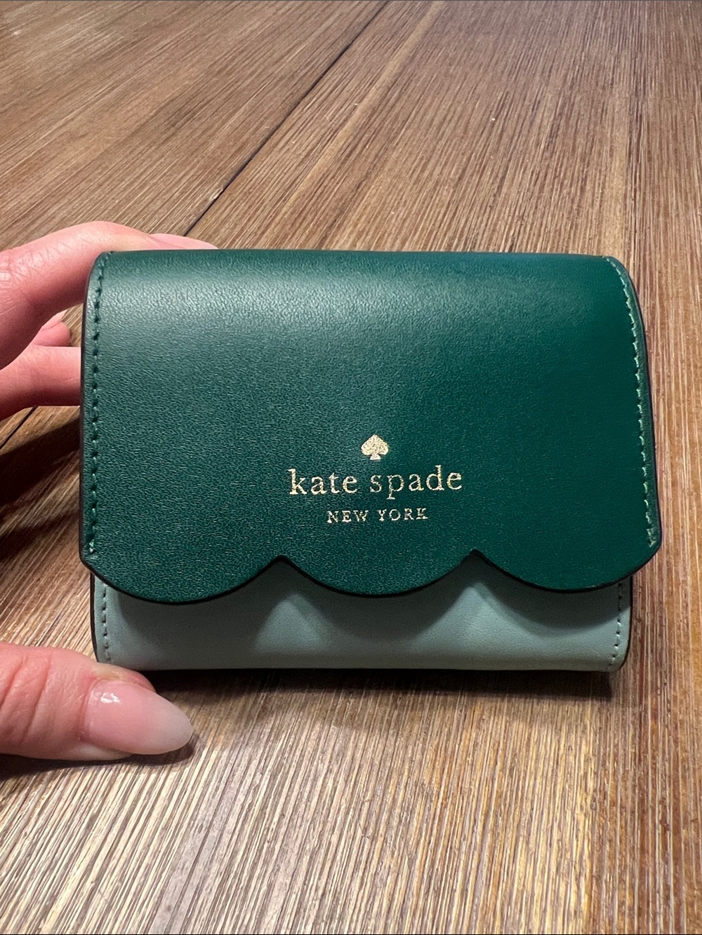 Kate Spade Green & Teal Blue Scallop Trim Wallet